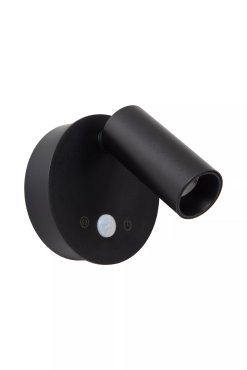 Lucide Toni - wiederaufladbare Wandleuchte mit Bewegungssensor - Ø 8,1 x 12,4 cm - 2W dimmbare LED inkl - schwarz