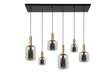 Lucide Joanet - Hängeleuchte 6L - 130 x 30 x 190 cm - Fumé