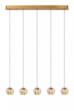 Lucide Dilenko 5L - Pendelleuchte - 84 x 10 x 150 cm - 5 x 3,5W dimmbare LEDs inklusive - Messing