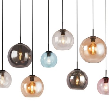 Searchlight Mardi Gras II - Pendelleuchte - 151 x 150 cm - mattschwarz und farbiges Glas