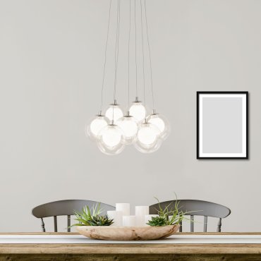 Searchlight Cluster - Pendelleuchte - 39 x 35,5 x 120 cm - 7 x 2W dimmbare LED inkl - Chrom und transparent