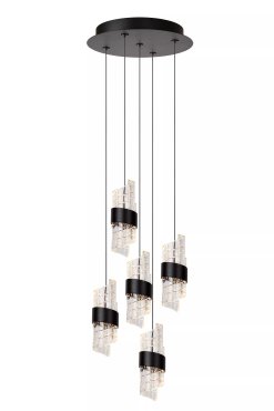 Lucide Kligande - Hängeleuchte - Ø 30 x 150 cm - 5 x 7,8W LED inkl. - schwarz
