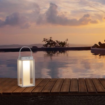 Nova Luce Verhal - tragbare Solar-Tischleuchte mit USB-Anschluss - 16 x 47,5 x 16 cm - 2W dimmbare LED inkl. -  IP54 - Sand Weiß