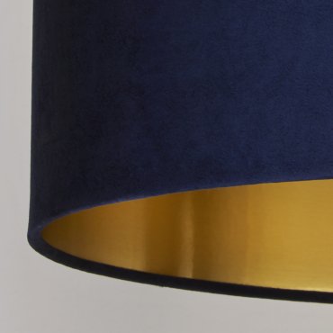 Searchlight Drum Shade – lampenschirm - Ø 40 x 24 cm - marineblau und gebürstetes gold