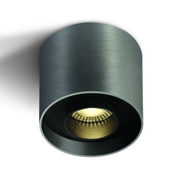 ONE Light Dark Light Cylinders - Aufbaustrahler mit austauschbaren Reflektoren - Ø 10 x 10 cm - inkl. 22W LED - Metallicgrau