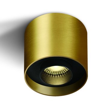 ONE Light Dark Light Cylinders - Aufbaustrahler mit austauschbaren Reflektoren - Ø 10 x 10 cm - 22W LED inkl - Messing gebürstet