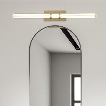 Searchlight Parma - Spiegelleuchte - 47 x 6 cm - 10W LED inkl - IP44 - Messing satiniert und transparent