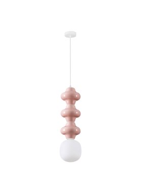 Nova Luce Clio - Hängelampe - Ø 18 x 240 cm - rosa und Opalglas