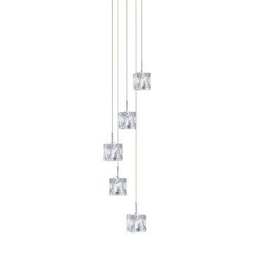 Searchlight Ice Cube - Pendelleuchte - Ø 18 x 116 cm - 5 x 5W dimmbare LED inkl - Chrom