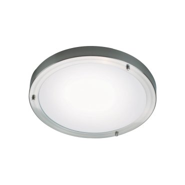 Nordlux Ancona Maxi - Deckenleuchte - Ø 31,5 x 8 cm - IP44 - gebürsteter Stahl und Opalweiß