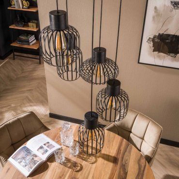 Vico Bars 5L - Hängeleuchte - Ø 47 x 180 cm - Holzkohle