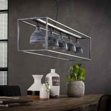 AUSSTELLUNGSSTÜCK - Vico Iron Rectangle - Hängelampe - 125 x 25 x 130 cm - grau