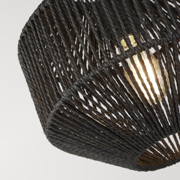 Searchlight Wicker - Pendelleuchte - Ø 30 x 133 cm - mattschwarz