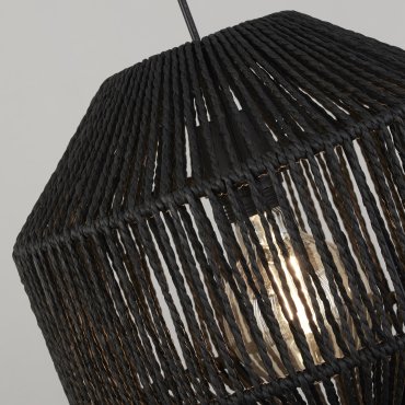 Searchlight Wicker - Pendelleuchte 3L - 130 x 30 x 130 cm - mattschwarz
