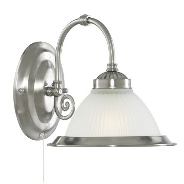 Searchlight American Diner - Wandleuchte mit Zugschalter - 18 x 21 cm - satiniert silber