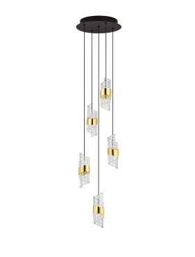 Nova Luce Seneca - Hängelampe - Ø 30 x 150 cm - 41W LED inkl. - gold und schwarz