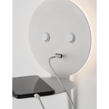 Nova Luce Eclip - Wandleuchte mit Schalter und USB-Ladegerät - 15 x 19,5 x 50 cm - 6W + 3W LED inkl. - weiß