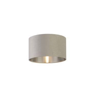 Searchlight Drum Shade – lampenschirm - Ø 38 x 22 cm - hellgrau und gebürstetes silber