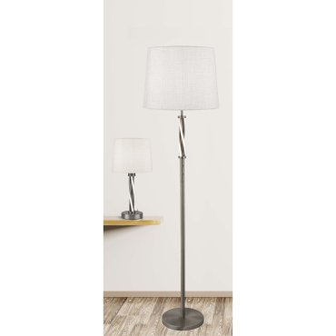 Searchlight Vegas - Stehleuchte - Ø 39 x 154 cm - 6W LED inkl. - satiniert silber und weiß