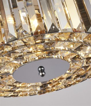 Searchlight Iris - Deckenpendelleuchte - Ø 35 x 136 cm - Chrom und Amber