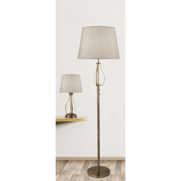Searchlight Vegas - Stehleuchte - Ø 39 x 152 cm - 6W LED inkl. - Weiß und Messing antik