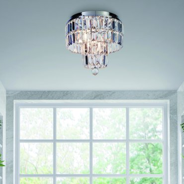 Searchlight Empire - Deckenleuchte - Ø 34 x 33 cm - IP44 - Chrom und transparent