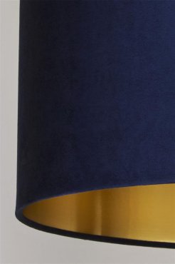 Searchlight Velvet Drum - Lampenschirm - Ø 40 x 24 cm - navy blau und gold