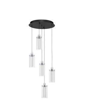 Nova Luce Lune - Hängelampe - Ø 38 x 190 cm - 38W dimmbar LED inkl. - Sand Schwarz und chroom