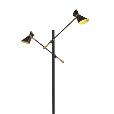 Searchlight Diablo - Stehleuchte - 168 cm - 2 x 4W LED inkl - mattschwarz und goldmetallic