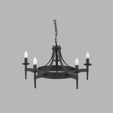 Searchlight Cartwheel - Kronleuchter - Ø 67 x 90 cm - schwarz