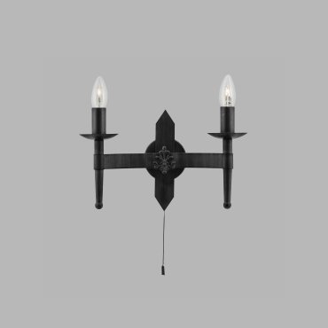 Searchlight Cartwheel - Wandleuchte mit Zugschalter - 34 x 21,5 cm - schwarz