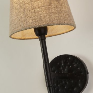Searchlight Gothic - Wandleuchte - 15 x 43 cm - schwarzes und natürliches Leinen