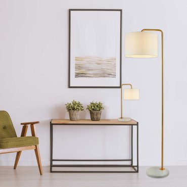 Searchlight Gallow - Stehleuchte - 155 cm - Gold und Opalweiß
