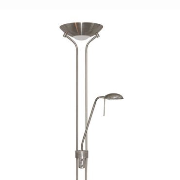 Searchlight Mother &amp; Child - Stehleuchte mit Doppeldimmer - 180 cm - satiniert silber