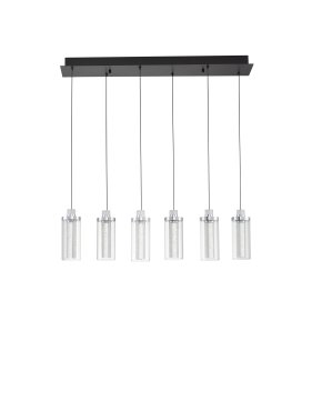Nova Luce Lune - Hängelampe - 20 x 170 x 81 cm - 44W dimmbar LED inkl. - Sand Schwarz und chroom
