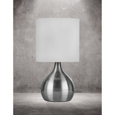 Searchlight Touch - Tischleuchte - 29 cm - 3 Stufen dimmbar - weiß und satiniert silber