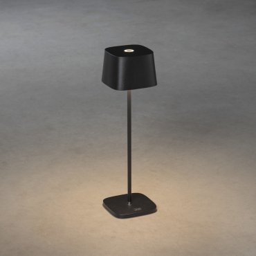Konstsmide Capri - kabellose Outdoor-Tischleuchte mit Ladestation - Ø 10 x 36 cm - 2.2W dimmbare LED inkl - IP54 - schwarz