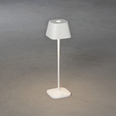 Konstsmide Capri - kabellose Tischleuchte für den Außenbereich mit Ladestation - Ø 10 x 36 cm - 2,2 W dimmbare LED inkl. - IP54 - weiß