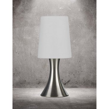 Searchlight Touch - Tischleuchte - 29,5 cm - 3 Stufen dimmbar - satiniert silber und weiß