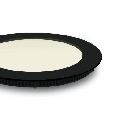 ONE Light Round Recessed Panel - Deckeneinbauleuchte - Ø 17,3 x 2,2 cm - 12W LED inkl. - IP40 - schwarz - Lichtfarbe weiß