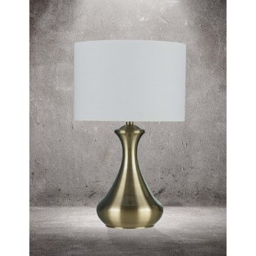 Searchlight Touch - Tischleuchte - Ø 24 x 40 cm - 3 Stufen dimmbar - Messing antik und creme