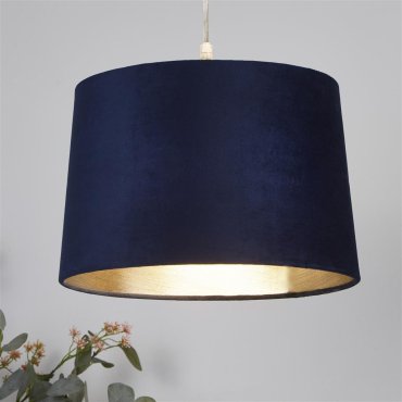 Searchlight  Trommel-Lampenschirm – Ø 30 x 20 cm – marineblau und gebürstetes Gold
