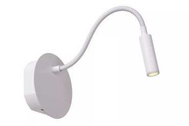 Lucide Jolijn - Wandleuchte mit flexiblem Lesearm - wiederaufladbar über USB-Kabel - Ø 11 x 3,2 cm - 2W led inkl. - weiß