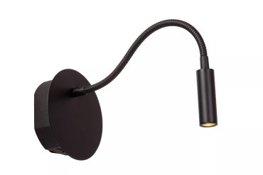 Lucide Jolijn - Wandleuchte mit flexiblem Lesearm - wiederaufladbar über USB-Kabel - Ø 11 x 3,2 cm - 2W led inkl. - schwarz
