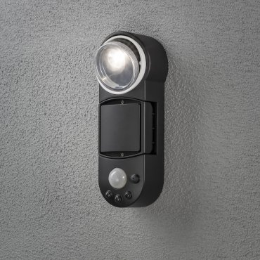 Konstsmide Prato – außenwandleuchte mit batteriebetrieb und bewegungssensor – 10 x 7 x 26 cm – 1W LED inkl. – IP44 – schwarz