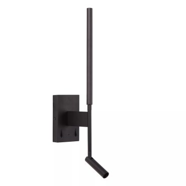 Lucide Finan - Wandleuchte mit USB-Ladestation - 13,7 x 10 x 56,2 cm - 6W+3W LED inkl - schwarz