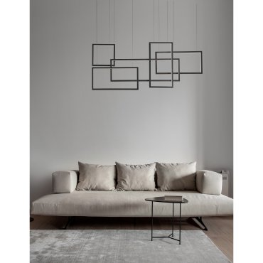 Nova Luce Cornice - Pendelleuchte - 120 x 160 cm - 80W dimmbare LED inkl. - Sand schwarz