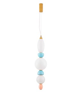 Nova Luce Obrie - Hängelampe - Ø 20 x 215 cm - 27W LED inkl. - Messing Gold, Orange und Blau