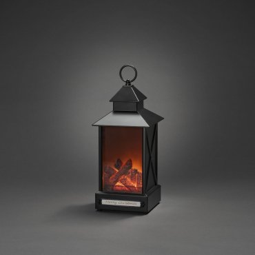 Konstsmide Weihnachtsbeleuchtung - batteriebetriebene Kaminlaterne - 15 x 15 x 32 cm - IP44 - schwarz