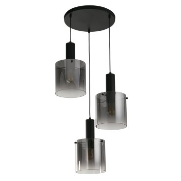 Searchlight Sweden - Pendelleuchte - Ø 47 x 150 cm - mattschwarzes und geräuchertes Glas